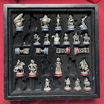 ASTERIX & OBELIX SCHACHSPIEL - 23 Zinnfiguren + Marmorplatte (gebrochen) EXTEC!
