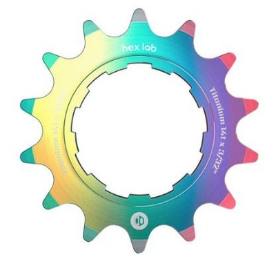 BOX Hex Lab 3/32'' CNC Titanium Cog, Rainbow - 14t