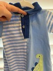 First Impressions Blue And White Striped Dinosaur Romper Baby 3-6 Months — photo 4