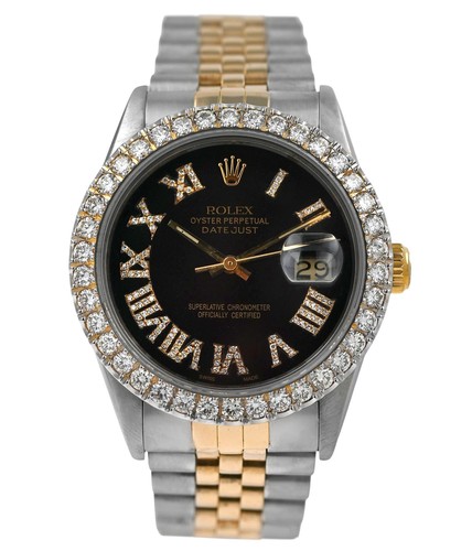 Rolex Datejust 16013 Black Diamond Dial & Bezel Two Tone 36MM Men's