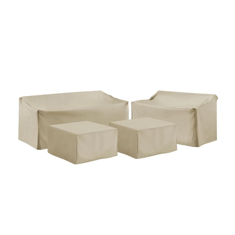 4Pc Outdoor Furniture Cover Set, Loveseat, Sofa, 2 Square Table/Ottoman