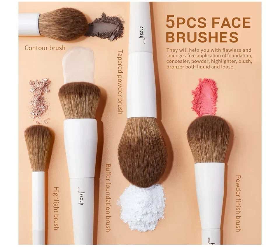 Juego de 14 brochas de maquillaje Jessup contorno de polvo sintético premium Foto 2 de 4