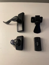 Black GL Door Lever Set with Keyed Deadbolt Lock for Storm and Screen Doors,