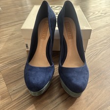 Schutz Women's Heel, Size 8 Suede Multi Colored Blue Platform Pumps In Box
