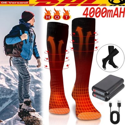 Beheizte Heizsocken 4000mAh USB Akku Unisex Thermosocken Beheizbare Fußwärmer