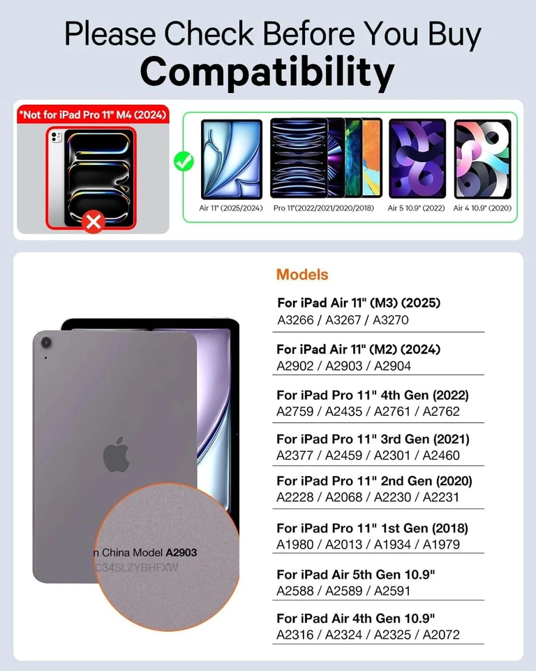 Bluetooth Keyboard For New iPad Air 11"M2 M3 2025/Air 4/Air 5 Gen Pro 11" 10.9" - Image 3 of 4