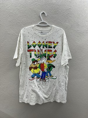 Warner Bros Looney Tunes Short Sleeve TShirt Size XL Retro Rasta Black Splatter