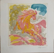 Aligi Sassu incisione acquaforte Bucefalo 1992 35x35 firmata numerata pubblicata