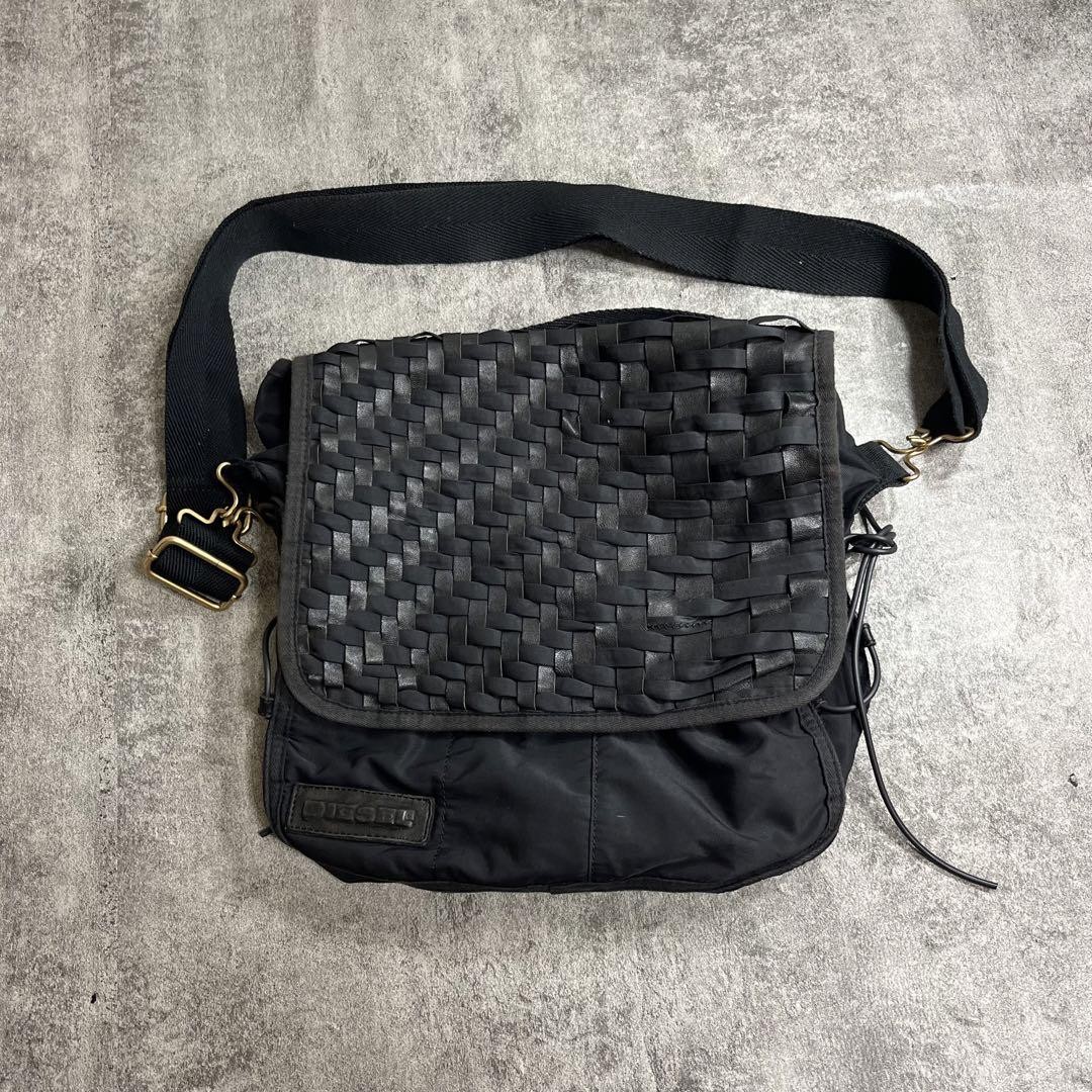 Diesel Men Y2K Grunge Shoulder Bag Braided Leather Vintage