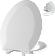 Elongated Toilet Seat - Slow Close Hinges, Ergonomic Design with Grip-Tight Bump
