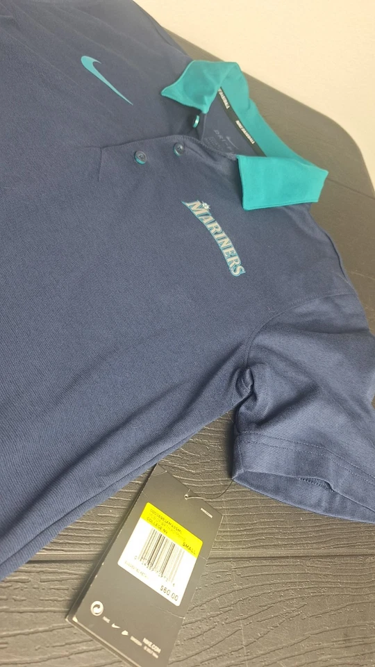  Nuevo W Etiqueta $60 NIKE Seattle Mariners MLB Polo Hombre Pequeño Dri-Fit Azul  Foto 2 de 4