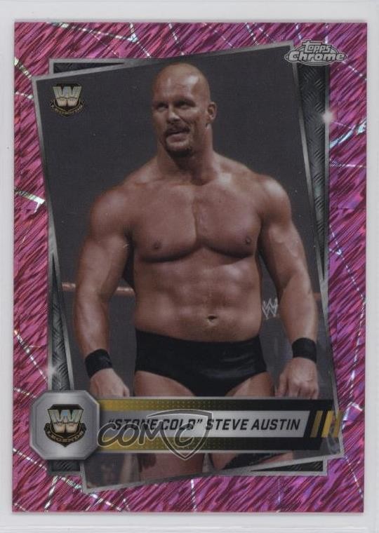 2025 Topps Chrome WWE Pink Shimmer Refractor Stone Cold Steve Austin #6 HOF 1co7