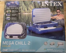 Intex Mega Chill 2 Inflatable Floating Cooler Blue/Grey, 48"x38"