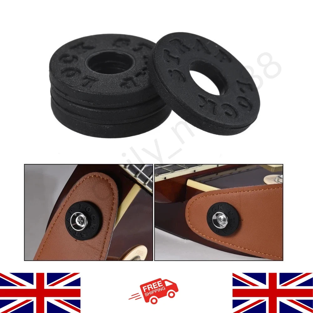 4PCS Guitar Strap Locks Rubber Strap Blocks Bass Electric Secure Hold