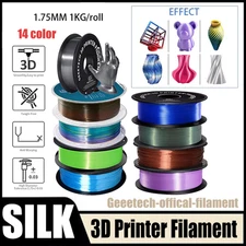 Geeetech 3D Printer Filament Silk PLA 1.75mm 1KG Consumables Multiple Colors US