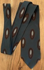 Vintage Henry Grethel USA Made Silk Abstract Geometric Teal Brown Tie | T856