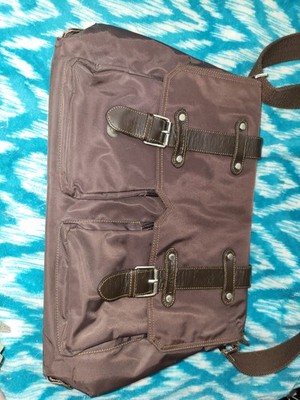 LANCASTER Paris Lightweight Brown Nylon Leather Messenger Crossbody Bag