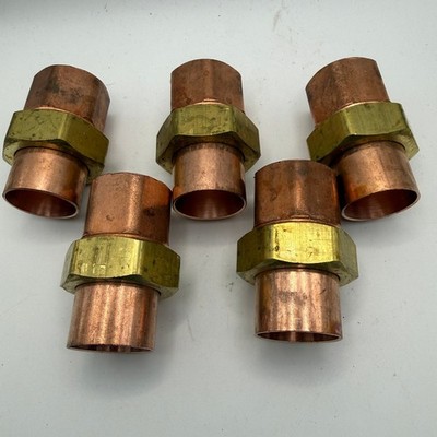 LOT OF 5 Unbranded  Copper Union Fitting  1 inch Sweat