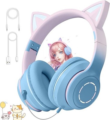 Cat ears headphone bluetooth cute with microphone bluetooth headphone headphone