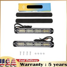 2pcs 12-24v Amberwhite Led Emergency Strobe Lights Bar For Truck Vehicle Atvs