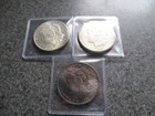 2- 1881's, 1885'o MORGAN SILVER DOLLARS in VERY NICE BRIGHT WHITE BU condition!!