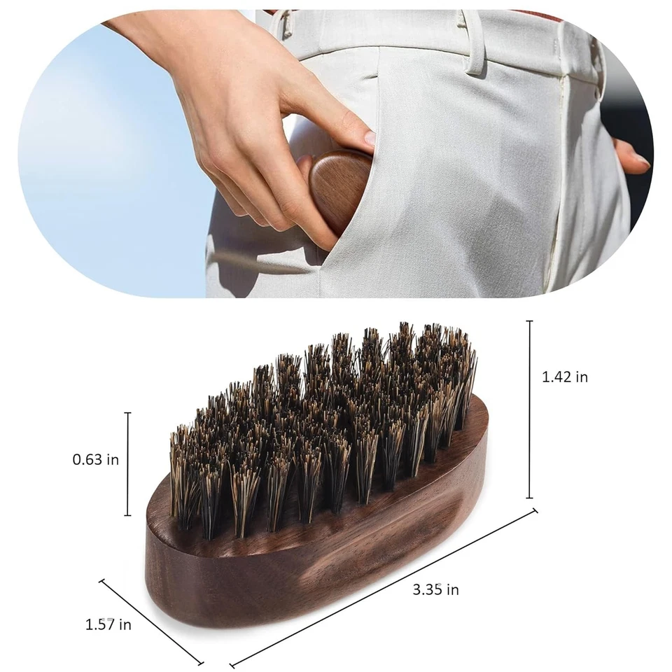 Cepillo para barba de viaje pequeño - Cerdas naturales de jabalí con madera de nogal negro Foto 4 de 4