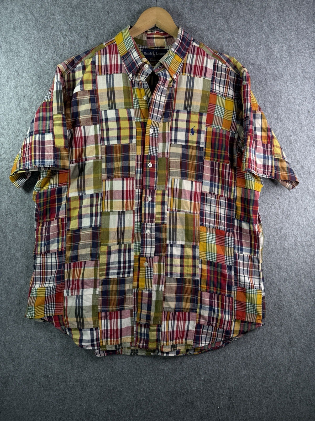 Ralph Lauren Multicolor Patchwork Madras Plaid Sh… - image 1