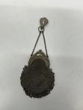 Antique Steel Micro Beaded Chatelaine Belt Clip Kilt Purse Wallet Corduroy