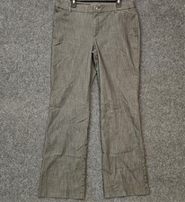 Lee Flex Motion Women  s 16 Long Trousers Gray Straight Leg Stretch Pants...