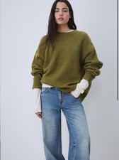 New STRADIVARIUS olive Green Soft Touch Knit Jumper Size Medium M  Rrp £36