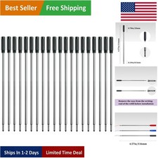 20pcs Black Ink Refills - 1mm Medium Tip for Smooth Writing Experience