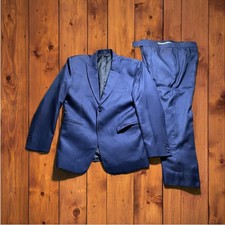 Men Blue Suit Set Jacket Trousers Size 38 pit to pit w32 L27 Used