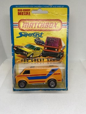 Matchbox-SUPERFAST- MB#68 CHEVY VAN ORANGE W/STRIPES-SEALED ON CARD-1976-