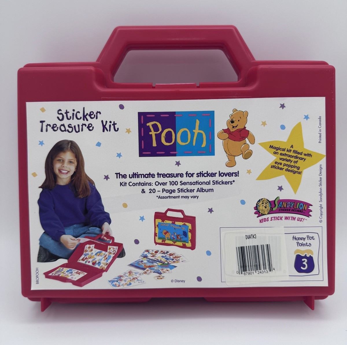 Vtg Winnie The Pooh Sticker Treasure Kit Case Sticker Album Sandy