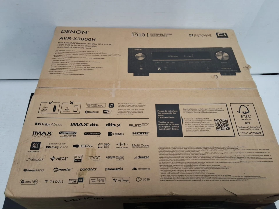 Denon AVR-X3800H 9.4 Channel AV Surround Receiver 8K Ultra HD HDR10+ 100V - Image 2 of 4