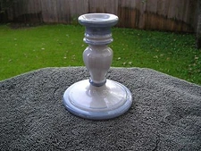 Louisville Stoneware Gaggle of Geese? Blue Trim Gray Candlestick 