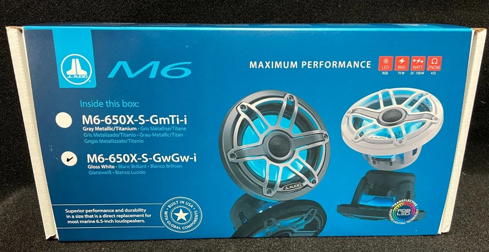 JL Audio M6-650X-S-GwGw-i 6.5" Marine Coaxial 2-Way Speakers White Sport Grilles