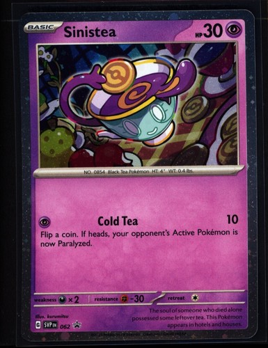 1x Pokémon Sinistea Cosmos Holo Near Mint Scarlet Viol Promo #62 NM 0404#199-202 - Picture 5 of 8