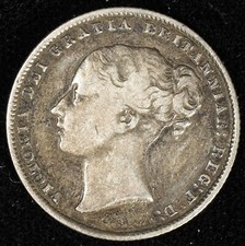Queen Victoria 1 Shilling 1865 Die No 48 Silver Nice Grade