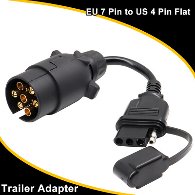 7 Pin To 4 Pin Trailer Light Converter Wire Adapter EU Round