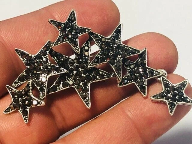 STAR Brooch Sparkly Crystal Vintage Style Silver Tone Shawl Pin Jewellery - image 3 of 4