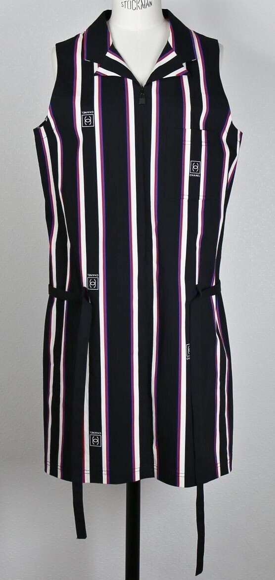 CHANEL 07P Sport Stripe Sleeveless Dress Onepiece Cotton CHANEL 07P Sport Stripe Sleeveless Dress Onepiece Cotton