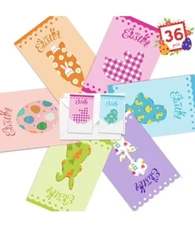 Easter Cards for Kids, 36 PCS Cards with Envelopes in 6 Designs for Party Favors