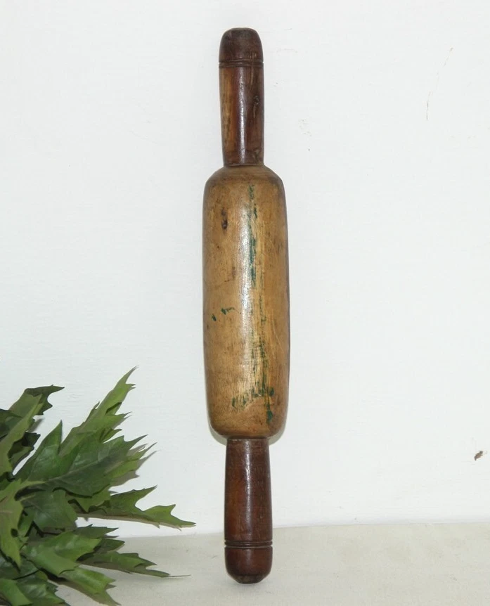 Antique Wooden Chapati Bread Rolling Pins Belans Original Old Lacquer