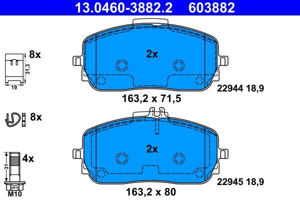 ATE 13.0460-3882.2 Bremsbelagsatz, Scheibenbremse FüR MERCEDES-BENZ-image