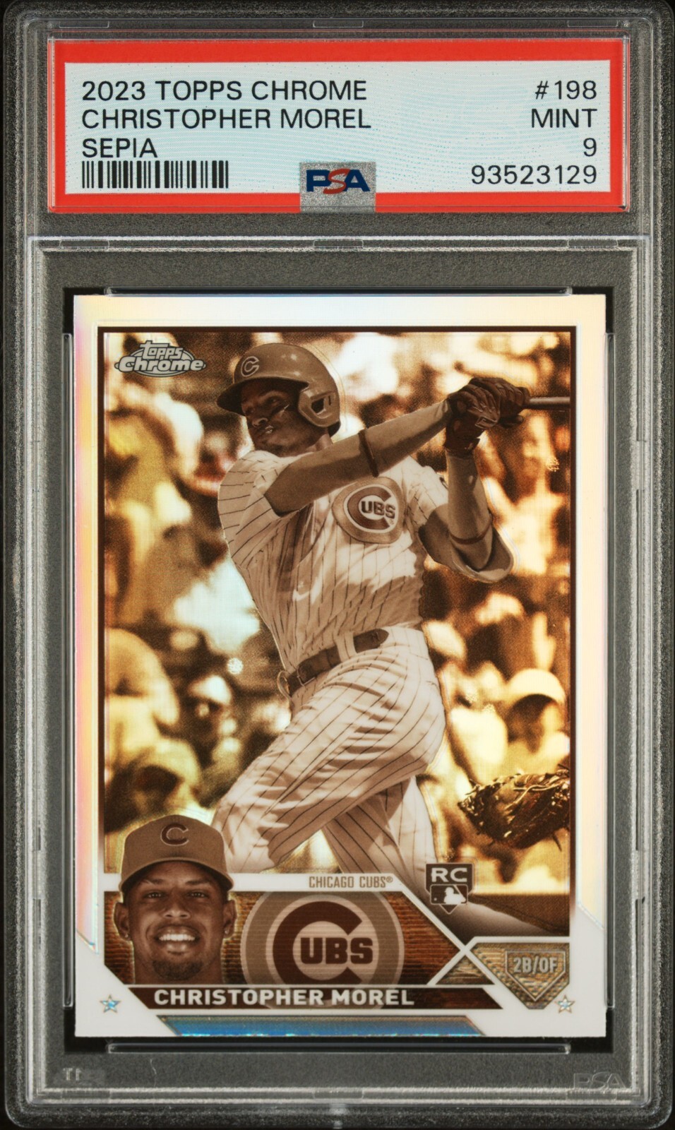 2023 Topps Chrome - Sepia Refractor #198 Christopher Morel ROOKIE CARD PSA 9