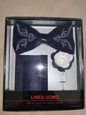Men  s Encrusted Bow Tie Set - Navy