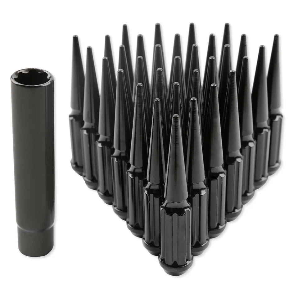 Tuercas de clavo de rueda M14x1,5 de 4,4" de alto llave de enchufe negra para Hummer H2 2002-2009 Foto 4 de 4