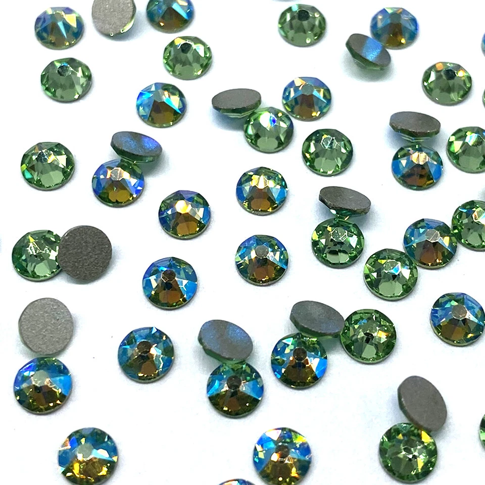 Swarovski 2058/2088 Cristal Flatbacks Nail Arts Verde PERIDOTO BRILLO Combo Mezcla Foto 2 de 2