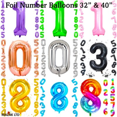 Zahlenballons 32'' 40'' Folie Geburtstag Party groß riesig Helium Luft Deko